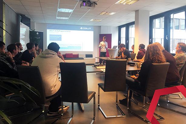 IXOLIT's Legal Counsel Jakob Geyer holds GDPR training for the team in the Mariahilfer Strasse office